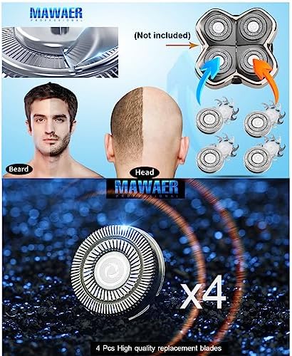 4pcs Head Shaver Replacement Blades for Skull Shaver Pitbull 4 Head Series and 3 Head Series