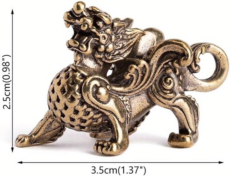 2pcs Feng Shui Kylin Statue, Brass Prosperity Figurine Animal Wealth Decor for Home Office Attract Money Good Luck Sculpture Decoration