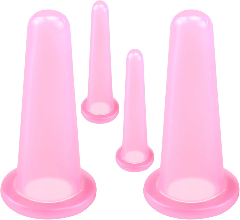 4 Pcs Silicone Facial Cupping Therapy Set Vacuum Massage Cup Kit Body Cupping Cup Set for Face Neck Back Eyes Massage Vacuum Cans Suction Anti Cellulite Massager,Anti-Aging Beauty Tool