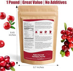 Hee Creek 100% Pure Cranberry Powder 16oz/ 453g Freeze Dried Cranberry Ultra-Fine Fruit Powder for Smoothies & Baking & Beverages & Food Coloring, No Added Sugar & Additives