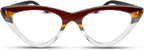 2SeeLife Premium Cat Eye Reading Glasses for Women – Narrow–Medium Fit, Sturdy Frame, Spring Hinges, Stylish Funky Readers, Brown Stripes, +1.00