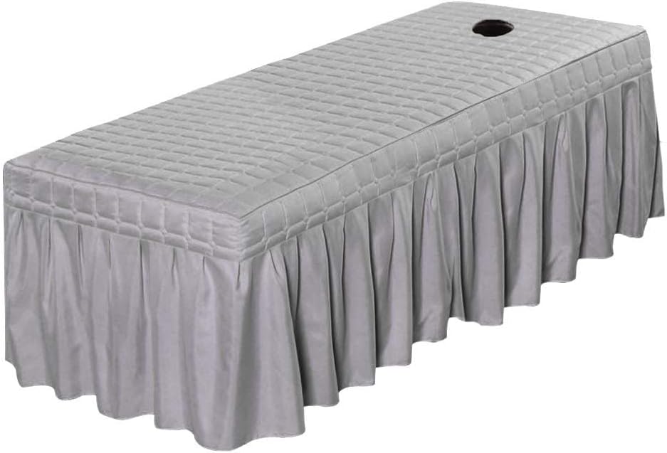 1pcs Solid Beauty Salon Bedskirt ONLY for Salon Massage Table Bed Sheet Bedspread SPA Beauty Bed Sheet Full Cover with Hole, 74.8x31.4inch (Grey)