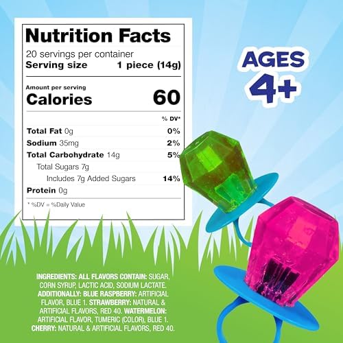 Ring Pop Lollipops - Bulk Candy Individually Wrapped Suckers Variety Party Pack- 20 Count w/Assorted Flavors - Hard Candy for Party Favors, Kids & Goodie Bags