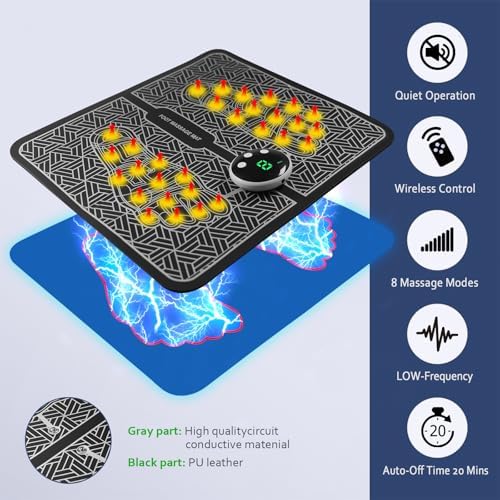 Phixnozar TENS & PMS, Transcutaneous Electronic Nerve Stimulator, EMS Foot Massager Mat for Muscle Relaxation,Back & Leg Foot Massage