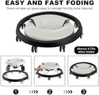 Adjustable Baby Walkers for Baby with Easy Clean Tray, Universal Wheeled Walker, Anti-Rollover Folding Walker for Girls Boys 6-18Months Toddler (White)