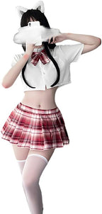 SINGUYUN Japanese School Girls Uniform lattice Pleated Skirt Anime Cosplay Lingerie JK Costume Sexy With Socks