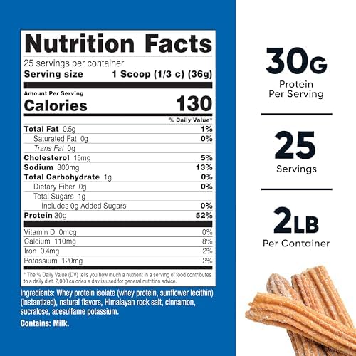 Nutricost Whey Protein Isolate 2 LB Churro Flavored - GMO-Free, Gluten-Free