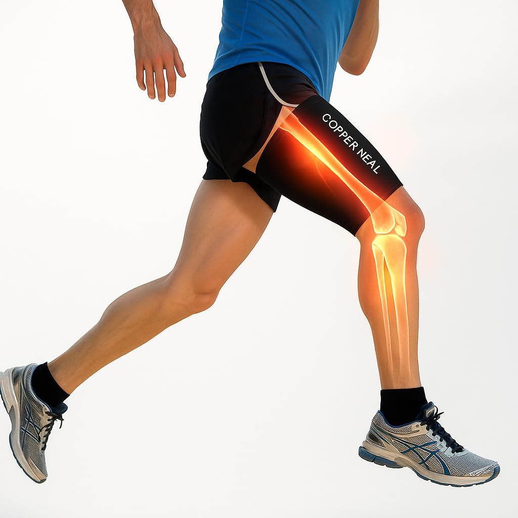 COPPER HEAL THIGH Compression Recovery Sleeve Recover from Sore Pulled Hamstring & Groin Strain Sprains Tendinitis Injury Quadriceps Muscle Tear Quad Support Sports workout Soccer leg