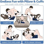 Sex Pillow Position Aid Cushion with Bondage Handcuffs Kits Sex Furniture Sex Toys for Deeper Position Support Foam Pillow for Couples Women Men