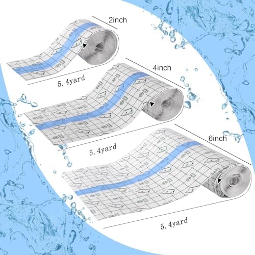 2 In x 10.94 Yd Tattoo Aftercare Waterproof Bandages, Transparent Film Dressing, Clear Stretch Adhesive Shower Shield Dressing Bandages, Second Skin Healing Protective for Tattoos Aftercare Swimming