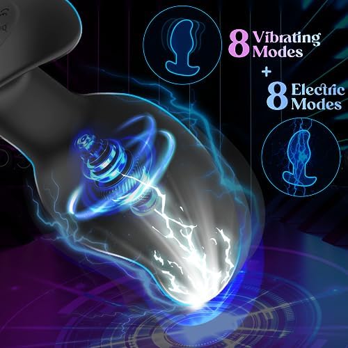 Leyuto Vibrating Butt Plug Prostate Massager, Estim Anal Plug Male Anal Sex Toy, 8 Electric Shock & Vibrating Anal Dildo Vibrators, Prostate Stimulator Toy Remote Control Buttplug for Men & Women