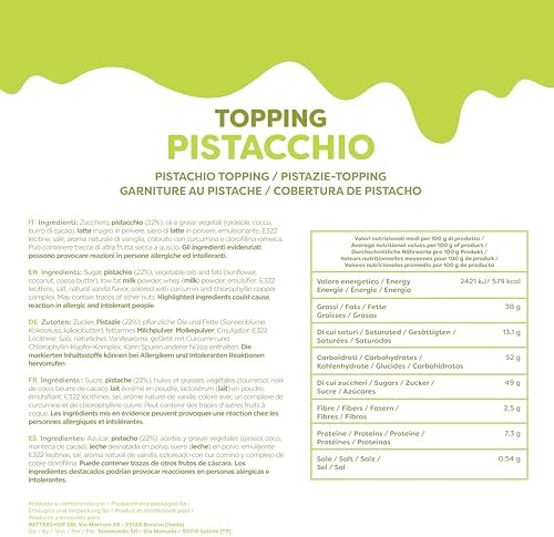 EATALIAN by AMZ BETTER Pistachio Flavoured Topping, Sweet Protein Cream in 10 oz/300g Squeezer, Made in Italy, Pistachio Sauce Ideal for Decorating Ice Cream, Desserts and Dubai Chocolate