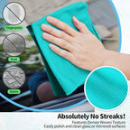 Microfiber Cleaning Cloth - 10 Pack Glasses Cleaning Cloth, 16" x 14" Window Cleaning Rags, Streak Free Lint Free Polishing Cloths Wipes for Eye Glass, Stainless Steel, Windshield, Turquoise