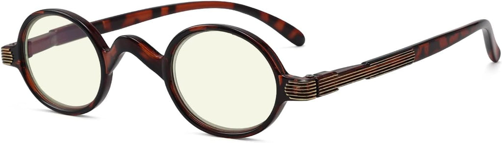 Eyekepper Blue Light Filter Glasses - Computer Reading Glasses - Small Round Blocking Readers Reading with Spring Hinges - Tortoise +1.50