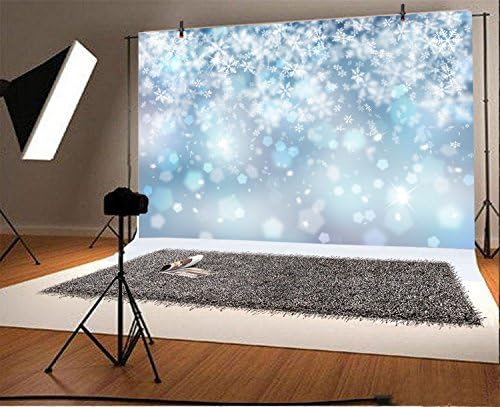 7x5ft Falling Snowflake Portrait Backdrops for Photography Winter Ice Snow Flakes Photo Shoot Newborn Kids Baby Adults Wedding Photo Background Vinyl Photo Booth Props