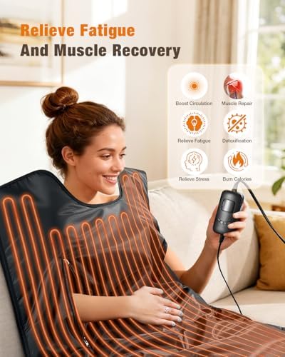 Portable Sauna Blanket for Home, Portable Design, Relaxation and Detox Washable & Foldable with Carrying Bag and Remote Control, 88-158℉, 10-60 Minutes Timer, (6 x 2.62) FT