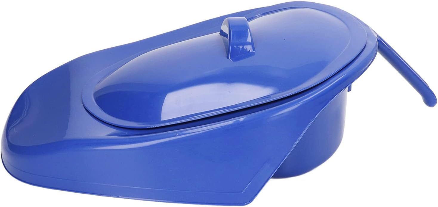 Portable Bedpan with Lid and Handle for Elderly and Pregnant Women, Dark Blue 176.4lb Capacity