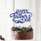Happy Father's Day Cake Topper,Love Father Best Dad Cake Pick Super Dad Party Decorations,Beard Signs,Happy Birthday Dad ，Father's Day Theme Men Birthday Party Supplies(Royal Blue Glitter)