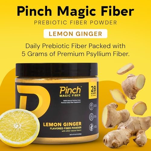 Pinch Magic Fiber & Shaker Combo | Prebiotic Psyllium Husk Fiber for Digestive Health, Keto, Vegan, Low Sugar | BPA-Free Shaker for Smooth Mixing, Travel-Friendly, Dishwasher Safe | 28-Day Supply