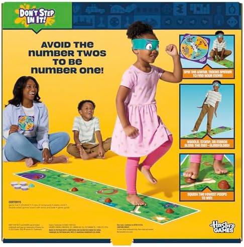 Hasbro Gaming Don't Step in It Preschool Game I Blindfolded, Poop Party Game | Spinner with 8 Fun Animal Moves | Ages 4+| 1+ Players I Funny Kids Board Games | Easter Gift for Kids