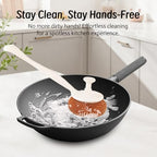 Kitchen Cleaning Brush with Replaceable Head –Dish Scrubber for Non-Stick Pans, Pots, Sink & Dishes – Sturdy Handle for Heavy-Duty Cleaning – Includes 2 Brush Heads & 2 Traceless Hooks