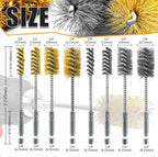 8 Pcs Bore Brush Set - 304 Stainless Steel & Brass Drill Wire Bore Cleaning Brushes with 1/4" Hex Shank for Power Drills Ports Tubes Bearings Cleaning Parts, 3/8'' 1/2'' 3/4'' 7/8''