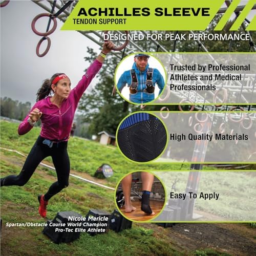 Pro-Tec Athletics Achilles Sleeve with Dual Gel Compression Strips, Achilles Tendon Support for Tendinitis Relief,