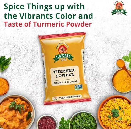 Laxmi Turmeric Powder - 14oz (400g) | Nutrient-Rich Natural Turmeric Powder | Non-GMO certified | Guaranteed Quality and Taste
