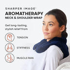 Sharper Image Heated Neck & Shoulder Wrap - Microwavable Warm & Cooling Plush Pad, Scented Aromatherapy (100% Natural Lavender & Herb Spa Blend), Pain Tension Headache Relief Therapy, Gift for Women