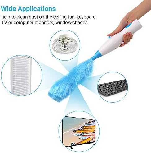 Duster,SIUKE Handheld Battery Operated Electric Spin Duster Feather Duster Retractable Microfiber Cleaning Brush Hand Dust Duster Brush Dust Removal Tool with 2 Brush Head