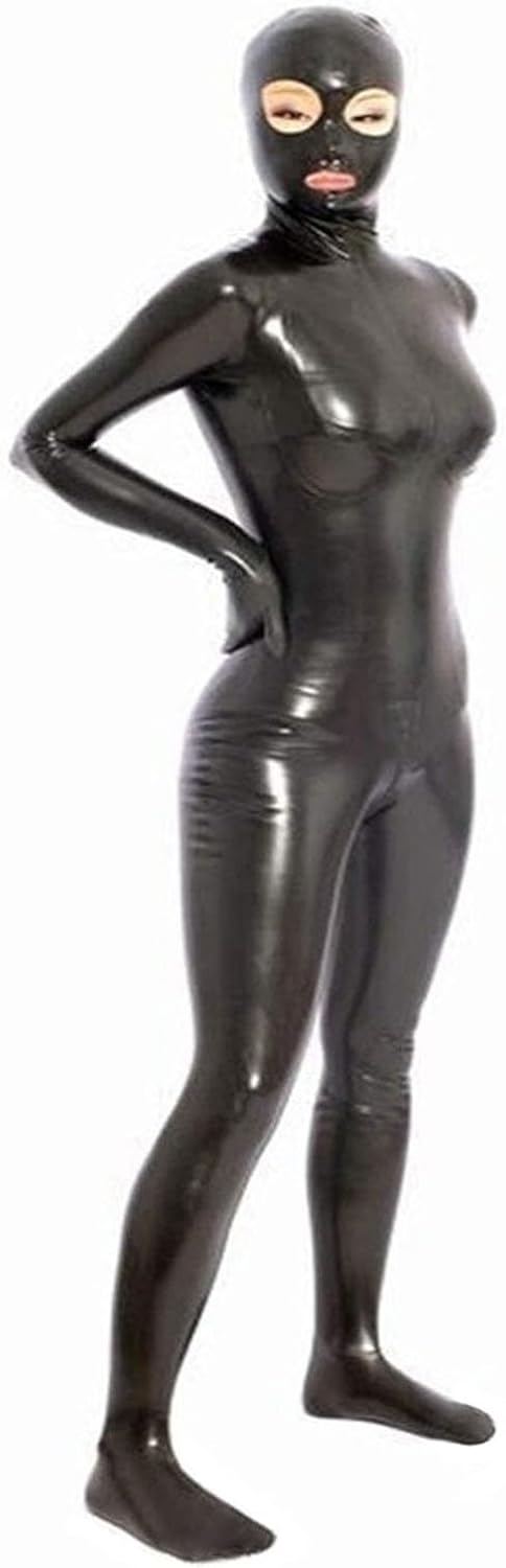Women's Shiny Wetlook Full Body PVC Leather Catsuit Handmade Zipper Crotch Bodysuit Jumpsuit Clubwear