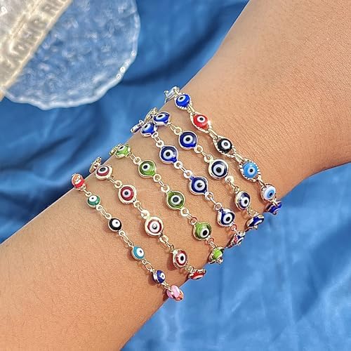 choice of all Evil Eye Bracelets Blue Eye Ojo Hamsa Jewelry Dainty Gold Link Bracelets for Women Lucky Turkish Protection Trendy Birthday Jewelry Gifts