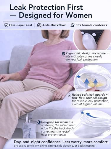 Leak-Proof Female Wearable Urinal System for Women 100-330 lbs, Medical Grade Silicone Collector with 5 ft Tube Tube, 3 Reusable Leg Bags, Discreet Incontinence Kit for Travel & Home Care, Plus Size