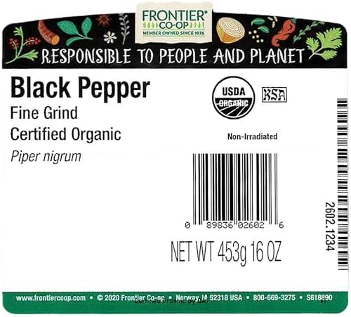 Frontier Co-op Organic Black Pepper (Fine Grind) 1lb