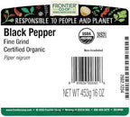 Frontier Co-op Organic Black Pepper (Fine Grind) 1lb