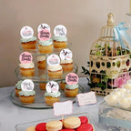 40 Pcs Edible Hen party Cupcake Toppers Wedding Shower Cake Decorations Bachelorette Party Cupcake Picks for Engagement, Bridal Party, DIY Dessert Deco