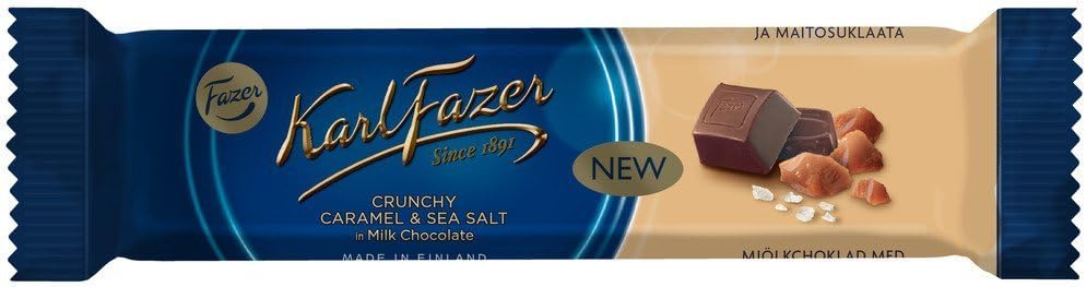 35 Bars x 37g of Karl Fazer Blue Crunchy Caramel & Seasalt - Original - Finnish - Milk Chocolate