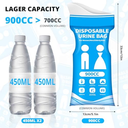Disposable Urine Bag for Travel - 900ML Portable Pee Bags for Women Men 8/12/20/24/28 PCS Emergency Vomit Bags Urinal Toilet for Car Camping, Road Trip,Traffic Jam, Pregnant, Kid, Patient