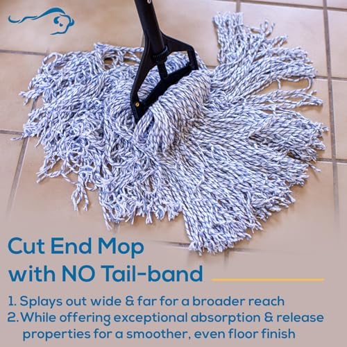 KLEEN Handler Cut End Finish Mop | 1.25" Universal Headband Maximum Absorption Finishing Mop, Pack of 3