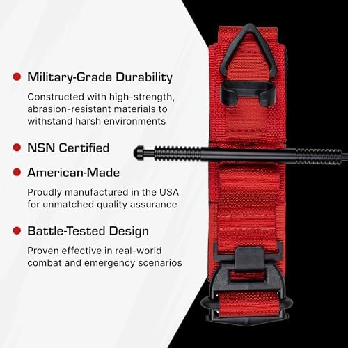 SOF Tourniquet (Generation 5) - Military-Grade Tourniquet for Severe Bleeding Control. Exclusive Tourniquet of the American Red Cross® (Red), TacMed Solutions