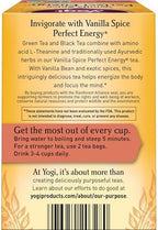 Yogi Tea Vanilla Spice Perfect Energy - 16 Bags per Pack (4 Packs) - Organic Vanilla Energy Tea - Focus Tea - Includes Green Tea, Black Tea, Ashwagandha, L-Theanine & More