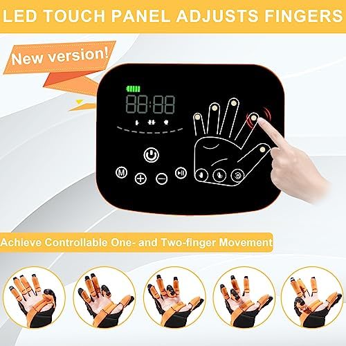 Rehabilitation Robot Gloves for Hand Hemiplegia Stroke Recovery, Finger Rehab Robotic Glove Strokes Therapy Equipment, 4 Modes, 2600mAh Rechargeable S/M/L/XL Sizes (Right Hand-S)