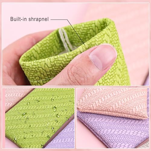 Mini Tampon Bag, Sanitary Tampon Storage Bag 4 Count,Self-closing shrapnel, One-Handed Opening, Waterproof leather material Keeps It Safe and Tidy, Hides Tampons and Small Objects，Long Rectangle Shape