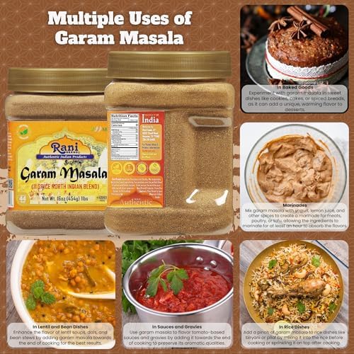 Rani Garam Masala Indian 11-Spice Blend 16oz (1lb) 454g PET Jar ~ All Natural, Salt-Free | Vegan | No Colors | Gluten Friendly | NON-GMO | Kosher | Indian Origin