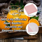 Ottin 100-pack Pink Wedding Paper Dinner Napkins 3-Ply 6.5 x 6.5 Inch Disposable Party Napkins for Birthday, Wedding, Mother's Day, Easter, Baby Shower, Spring Party, Tea Party