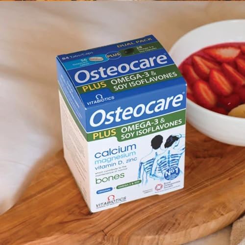 Vitabiotics Osteocare Plus 2-in-1 Formula - Calcium 800mg with Vitamin D3, Magnesium, Zinc, and Omega-3 | Bone Health and Immunity Multivitamin Supplement for Men and Women - 90 Tablets