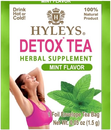 Hyleys Detox Tea for Cleanse - Green Tea with Mint, Ginger & Fennel - Supports Digestion & Detox - 25 Tea Bags (1 Pack)