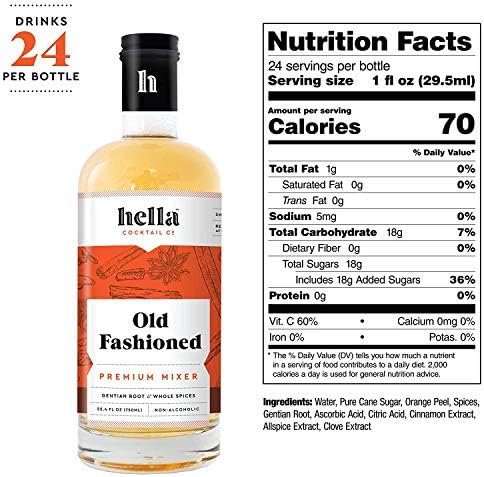 Hella Cocktails Mixers - Margarita, Bloody Mary, Moscow Mule and Old Fashioned (750ml 3-Pack, Old Fashioned)