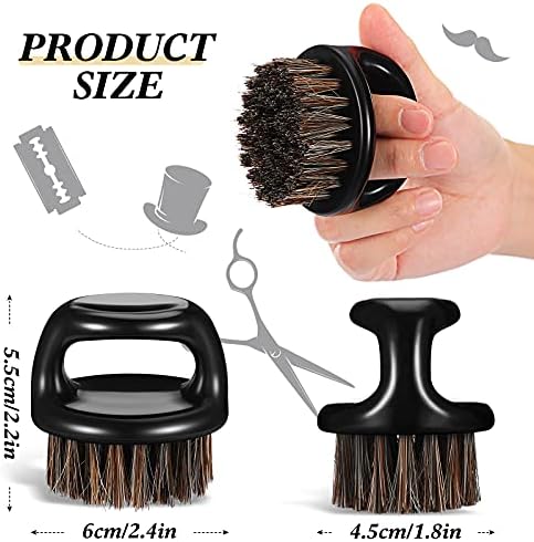 4 Pcs Knuckle Brush for Men Barber Brush, Fade Brushes, Face and Neck Brushes, Mustache and Hair Supplies, Barber Essential Tool for Professional Barbering and Grooming Services(Black and White)