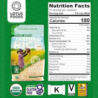 Lotus Foods Organic Brown Jasmine Rice - Whole Grain Jasmine Rice, Gluten Free Brown Rice, Organic Rice, Long Grain Asian Sticky Rice, Quick Cook Rice in Bulk, Gluten Free - 30 Oz (Pack of 2)